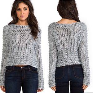 REVOLVE CHEAP MONDAY BRAND STRETCH GRAY BOHO CHUNKY KNIT OVERSIZED SWEATER TOP S